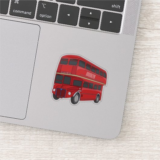 2階建てのバス漫画イラストレーション シール (詳細)