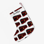 2階建てのバス漫画イラストレーション スモールクリスマスストッキング (裏面 (吊り時))