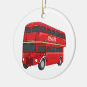 2階建てのバス漫画イラストレーション セラミックオーナメント (左)