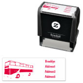 2階建てのバス漫画イラストレーション セルフインキングスタンプ (インサイチュ)