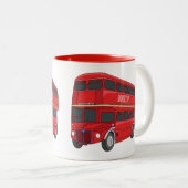 2階建てのバス漫画イラストレーション ツートーンマグカップ (正面右)