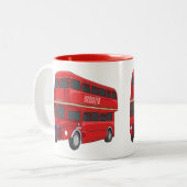 2階建てのバス漫画イラストレーション ツートーンマグカップ (正面左)