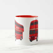 2階建てのバス漫画イラストレーション ツートーンマグカップ (中央)