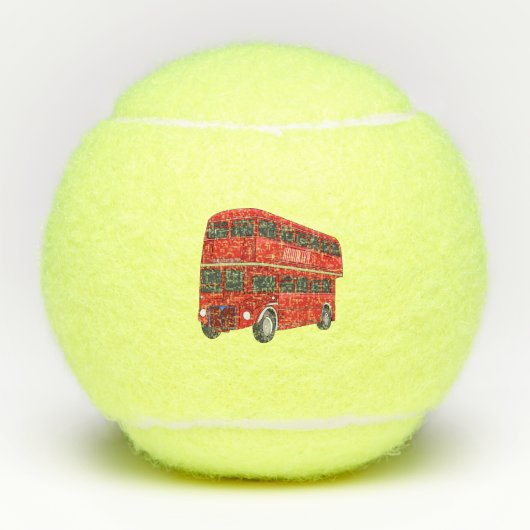 2階建てのバス漫画イラストレーション テニスボール (正面)