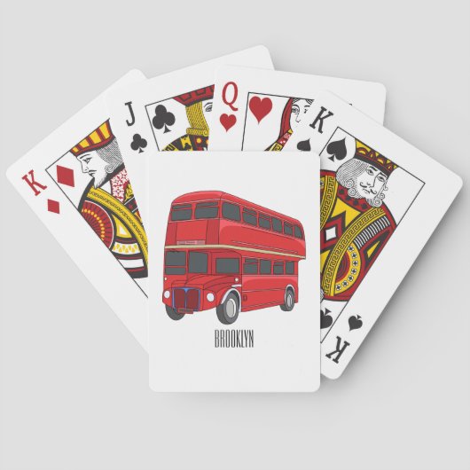 2階建てのバス漫画イラストレーション トランプ (裏面)