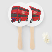 2階建てのバス漫画イラストレーション ハンドファン (正面&裏面)