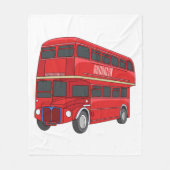 2階建てのバス漫画イラストレーション フリースブランケット (正面)