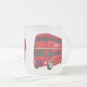 2階建てのバス漫画イラストレーション フロストグラスマグカップ (正面右)