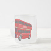 2階建てのバス漫画イラストレーション フロストグラスマグカップ (正面左)