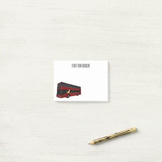 2階建てのバス漫画イラストレーション ポストイット (デスク上)