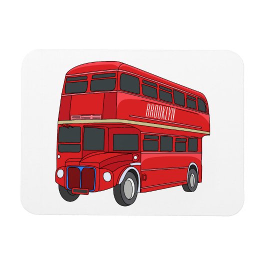 2階建てのバス漫画イラストレーション マグネット (横)