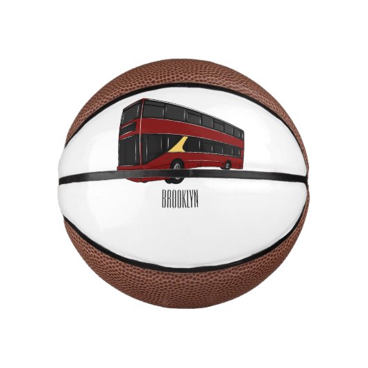 2階建てのバス漫画イラストレーション ミニバスケットボール (正面)