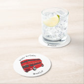 2階建てのバス漫画イラストレーション ラウンドペーパーコースター (インサイチュ)