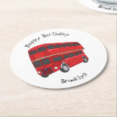 2階建てのバス漫画イラストレーション ラウンドペーパーコースター (アングル)