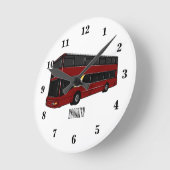 2階建てのバス漫画イラストレーション ラウンド壁時計 (傾斜)