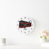 2階建てのバス漫画イラストレーション ラウンド壁時計 (ホーム)