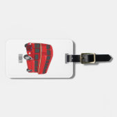 2階建てのバス漫画イラストレーション ラゲッジタグ (正面横)