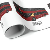 2階建てのバス漫画イラストレーション ラッピングペーパー (ロールコーナー)