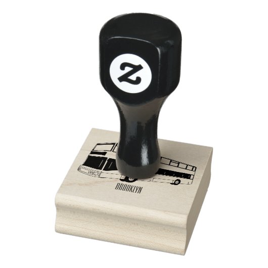 2階建てのバス漫画イラストレーション ラバースタンプ (スタンプ)