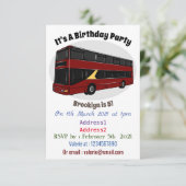 2階建てのバス漫画イラストレーション 招待状 (スタンド正面)