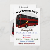 2階建てのバス漫画イラストレーション 招待状 (正面/裏面)