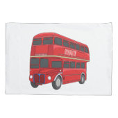 2階建てのバス漫画イラストレーション 枕カバー (裏面)