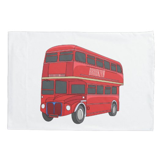 2階建てのバス漫画イラストレーション 枕カバー (裏面)