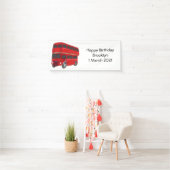 2階建てのバス漫画イラストレーション 横断幕 (インサイチュ)