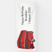 2階建てのバス漫画イラストレーション 横断幕 (縦)