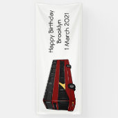 2階建てのバス漫画イラストレーション 横断幕 (縦)