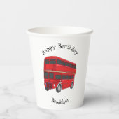 2階建てのバス漫画イラストレーション 紙コップ (裏面)