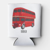 2階建てのバス漫画イラストレーション 缶クーラー (正面)