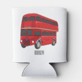 2階建てのバス漫画イラストレーション 缶クーラー (裏面)