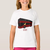 2階建てのバス漫画イラストレーション Tシャツ (正面)