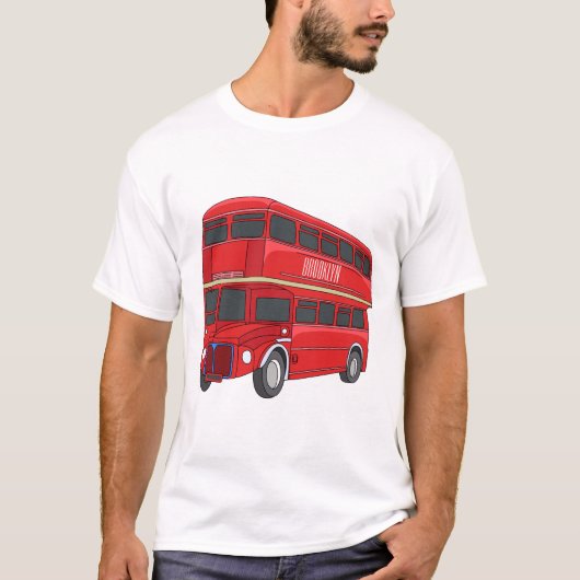 2階建てのバス漫画イラストレーション Tシャツ (正面)