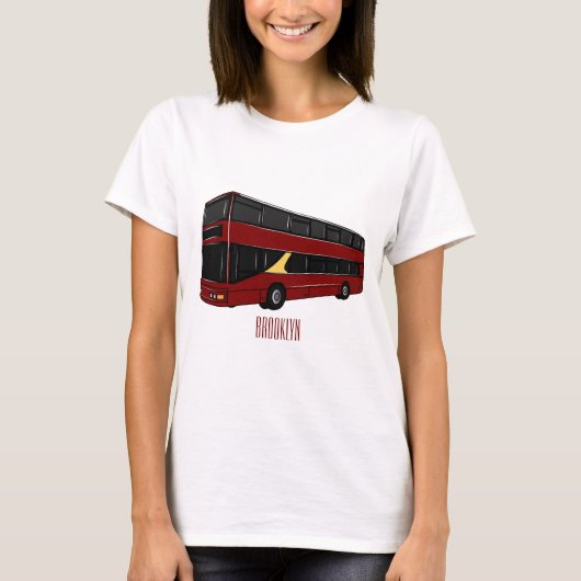 2階建てのバス漫画イラストレーション Tシャツ (正面)