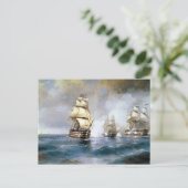 2隻のトルコ船にブリグ・マーキュリーが攻撃される ポストカード (スタンド正面)