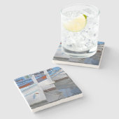 2隻の典型的なプロバンサル·魚釣り色彩の鮮やか·ボート ストーンコースター (横)