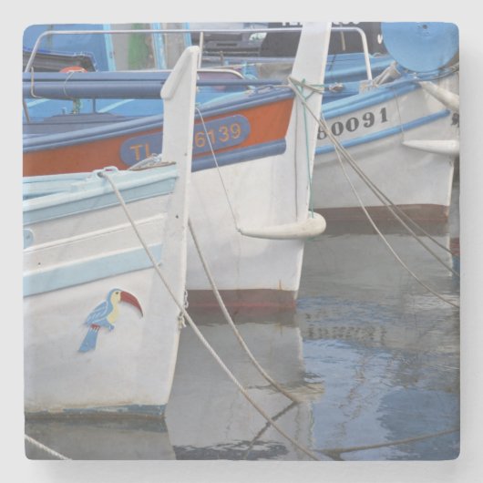 2隻の典型的なプロバンサル·魚釣り色彩の鮮やか·ボート ストーンコースター (正面)