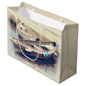 2隻の古いボートの木のボート ラージペーパーバッグ (正面アングル)