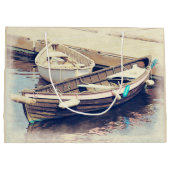 2隻の古いボートの木のボート ラージペーパーバッグ (裏面)