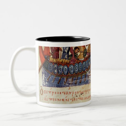 2隻の船間の海軍戦闘 ツートーンマグカップ (左)