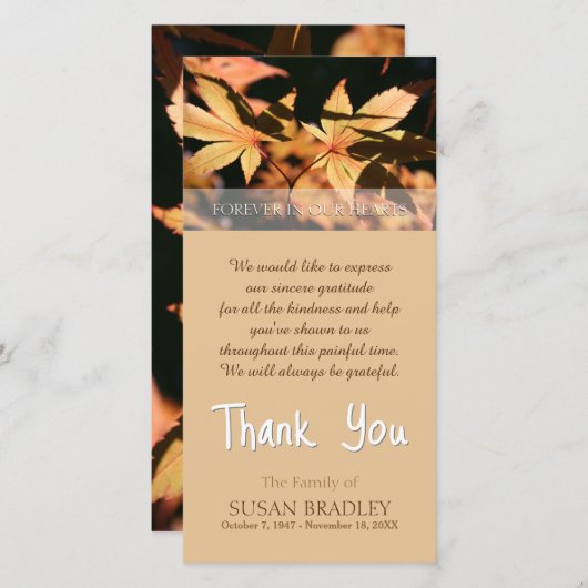 2離れ悔やみや弔慰Thank You サンキューカード (正面/裏面)