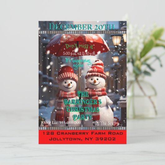 2雪だるまがクリスマスパーティーを投げる 招待状 (スタンド正面)