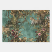 #2青いシ華美ーンのヒョウの葉 ラッピングペーパーシート (正面)