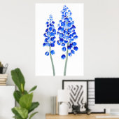 2青抽象芸術ヒヤシンス水彩 ポスター (ホームオフィス)