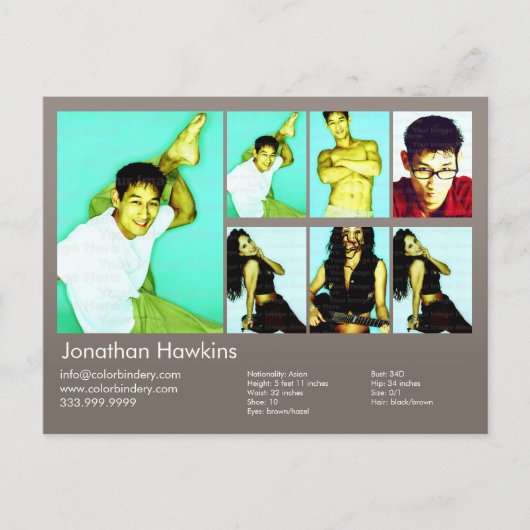 2面アクター&モデルウォームグレーヘッドショットカンプ ポストカード (正面)