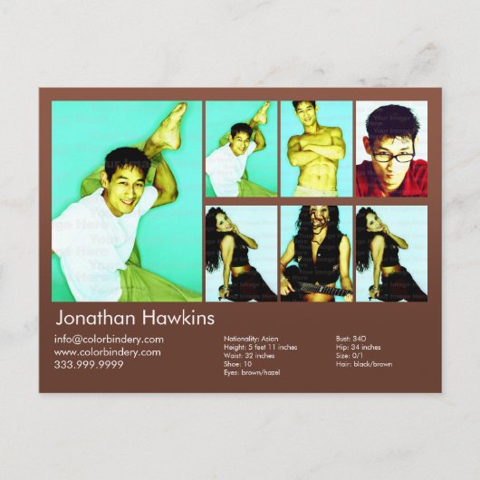 2面アクター&モデルブラウンヘッドショットコンプ ポストカード (正面)