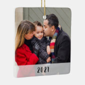 2面カスタムのフシンプルォトクリスマス セラミックオーナメント (右)