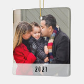 2面カスタムのフシンプルォトクリスマス セラミックオーナメント (左)